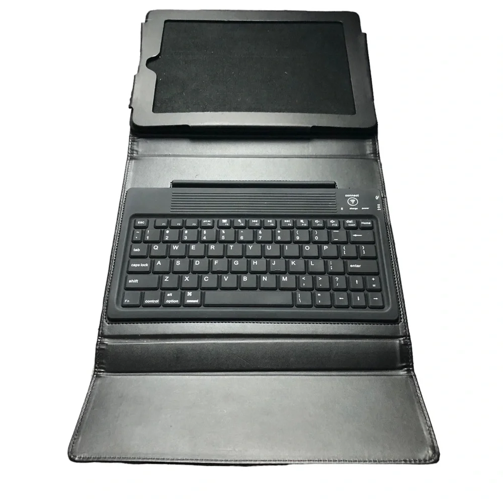 BROOKSTONE IPad cover, keyboard and stand. Black Leather